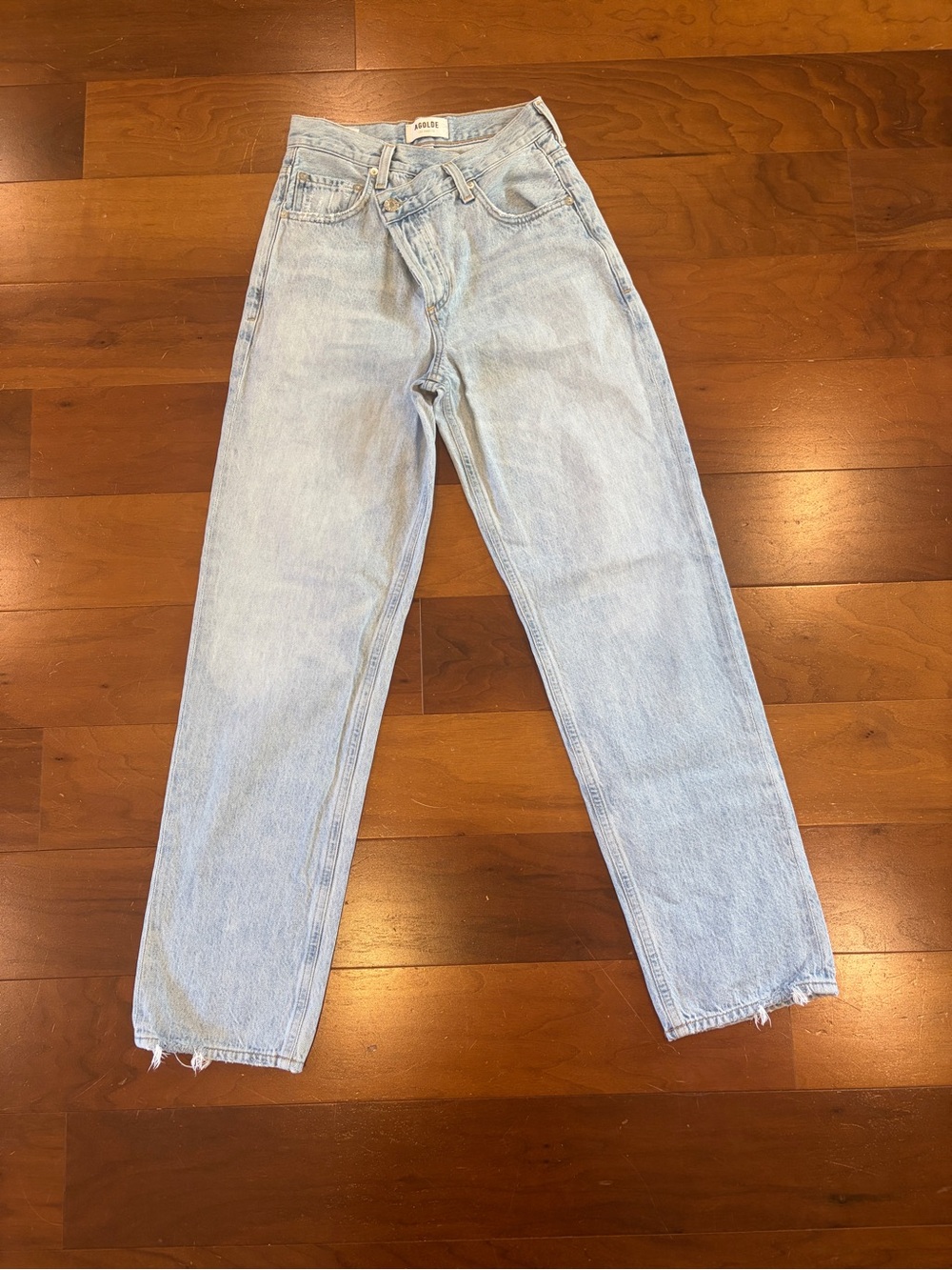 Agolde Criss Cross Pale Blue High-Rise Straight Jeans
